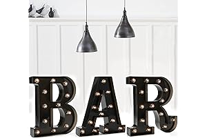 Black Bar Sign, Marquee Light Up Letters LED Marquee Number Lights Sign...