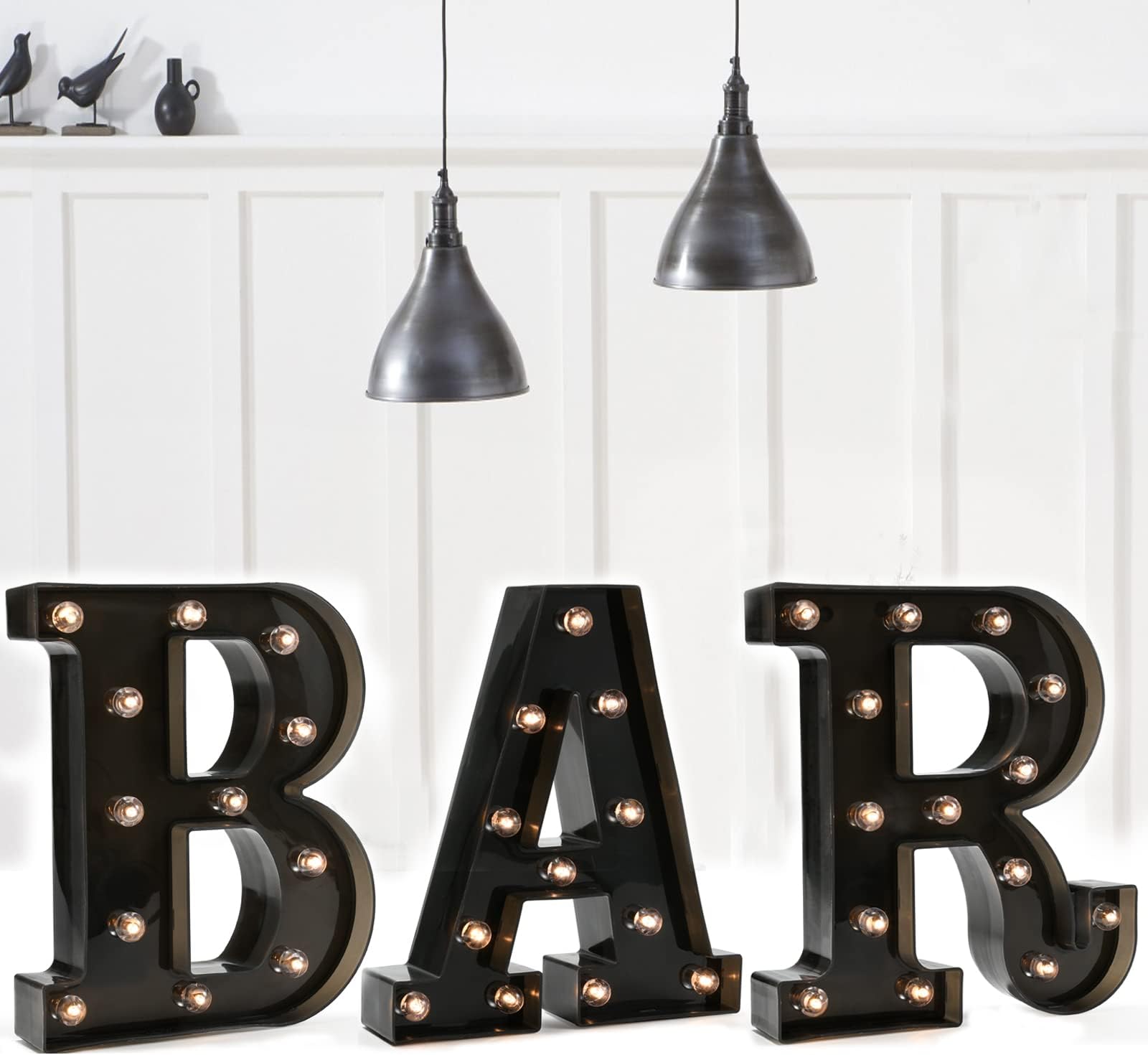 Amazon.com: Marquee BAR Sign with Lights – Light Up Black B-A-R Letters ...