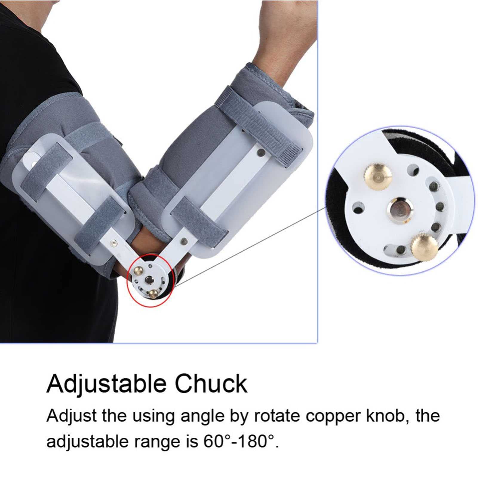 Ortesis de rodilla con bisagra Soporte de codo Soporte de articulación de codo, soporte de rehabilitación de fractura de codo transpirable ajustable, para alivio del dolor de artritis, recuperación d