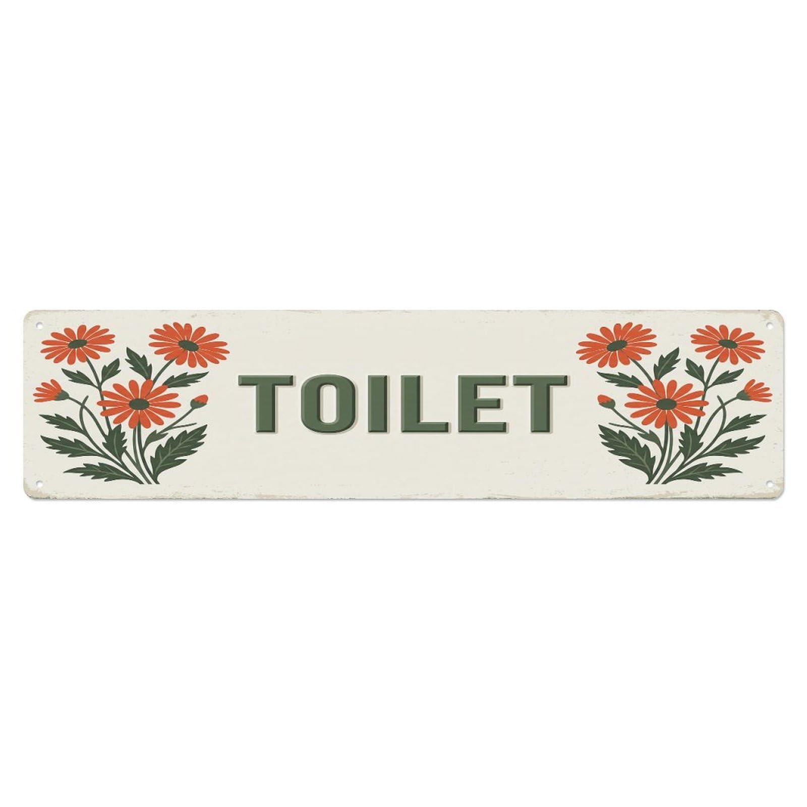 Cmhok Vintage Style Toilet Signage Daisy Vintage Metal Tin Sign Wall Decor For Cafe, Club, Garden Metal Poster 4X16inch