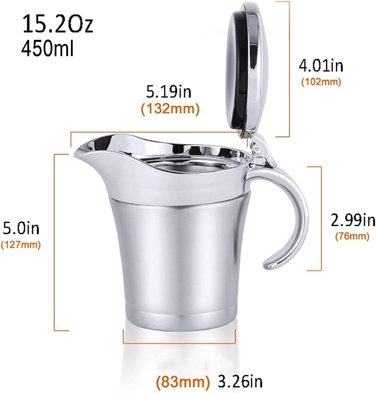 Gravy Bowl 15.2oz Gravy Boat Stainless Steel Sauce Boat Juice Bucket Suitable for Home Kitchen Restaurant Poting Bottle