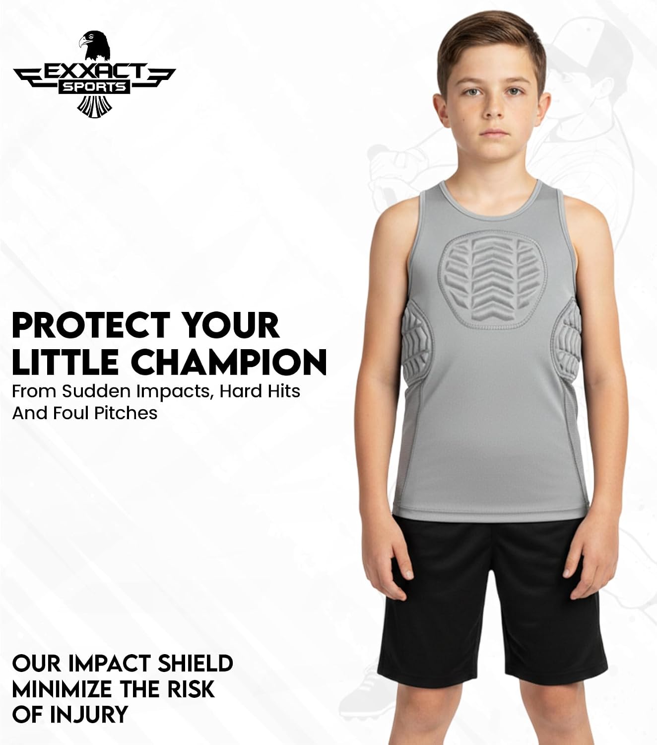 Exxact Sports Youth Baseball Chest Protector, Tank Top Padded Sternum Rib Heart Guard, Softball Chest Protector Girls Youth