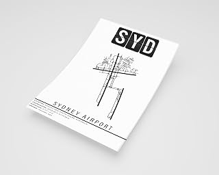 MG Global Modern Poster of SYD Sydney Airport (2) | 11x17 12x18 16x24 24x36 Minimal Unframed Print | Minimalism Wall Art Gift | Minimalist Home Office Decor