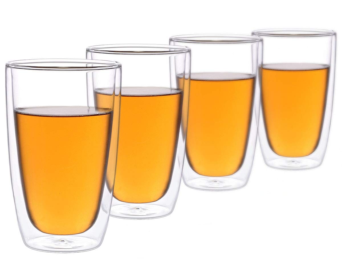 doppelwandige Teegläser Melina. 6 Stück Trinkbecher mit je 360ml Füllvolumen (volle Kapazität)