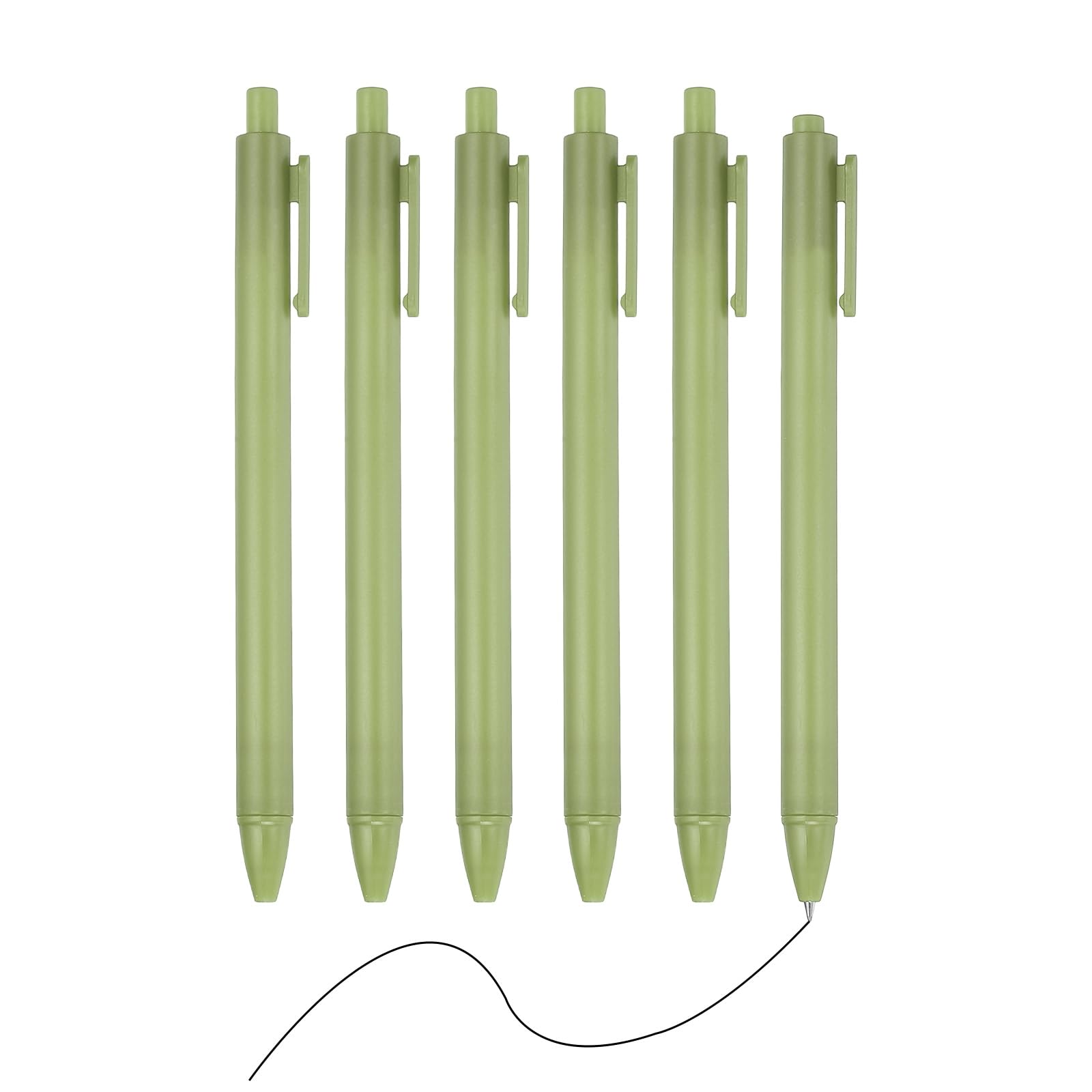PATIKIL 6 Pack Retractable Pens 0.5mm, Black Gel Ink Pens Retractable Ballpoint Pen Fine Point Smooth Writing Cute for Office Home Supplies Journaling Notebook, Green