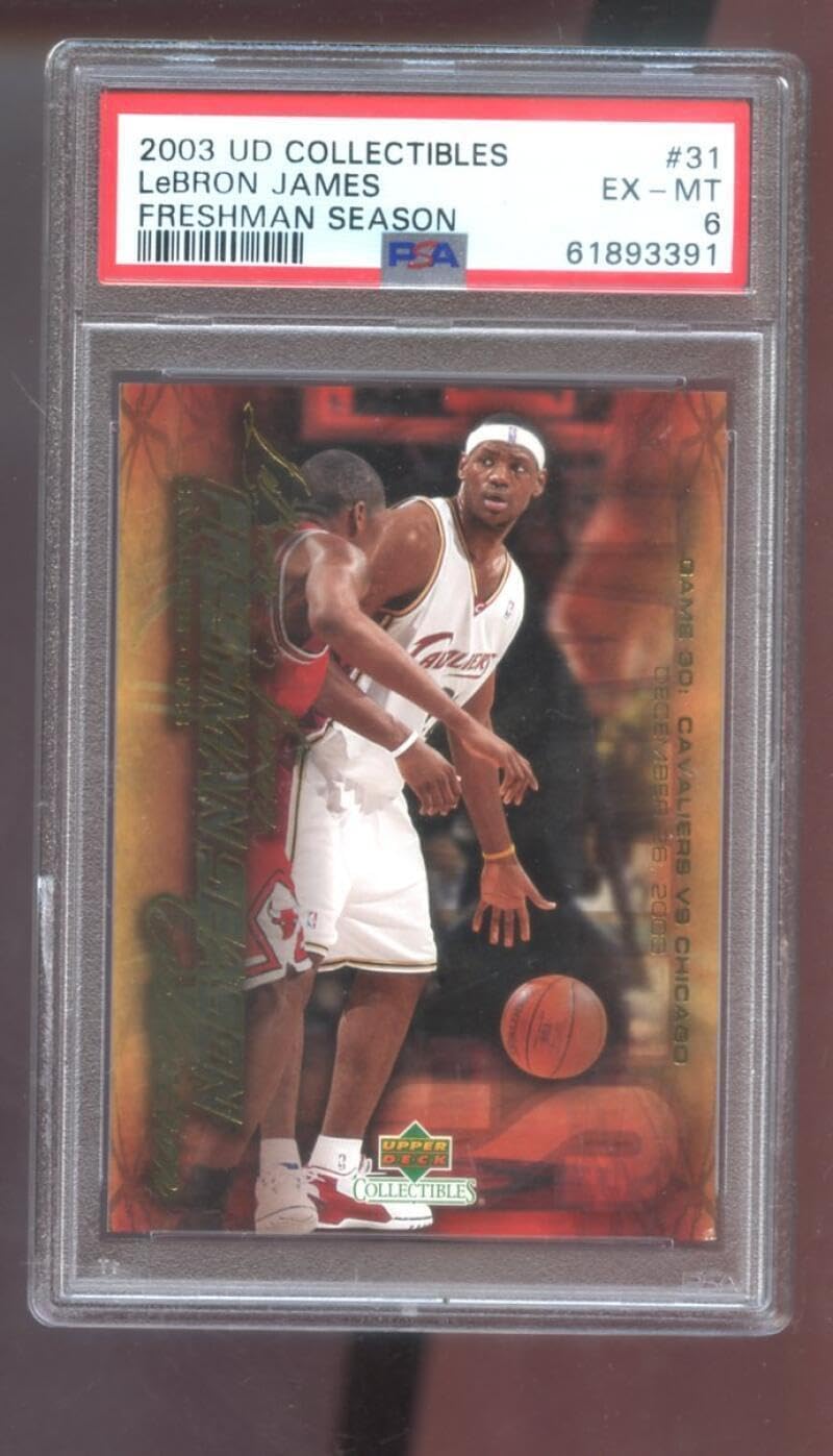 2003-04 UD Upper Deck #31 Lebron James Freshman Season ROOKIE PSA 6 Graded Card - Basketball Slabbed Rookie Cards