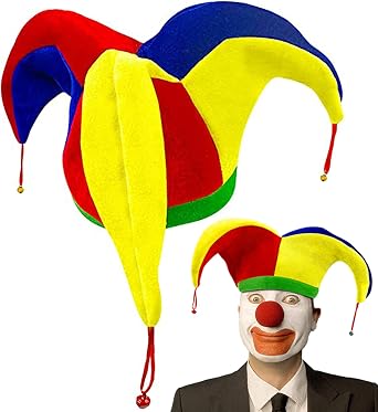 Mardi Gras Party Costume Court Jester Clown Hat Funny Multicolor Accessories Rainbow for Masquerade Cosplay Accessory