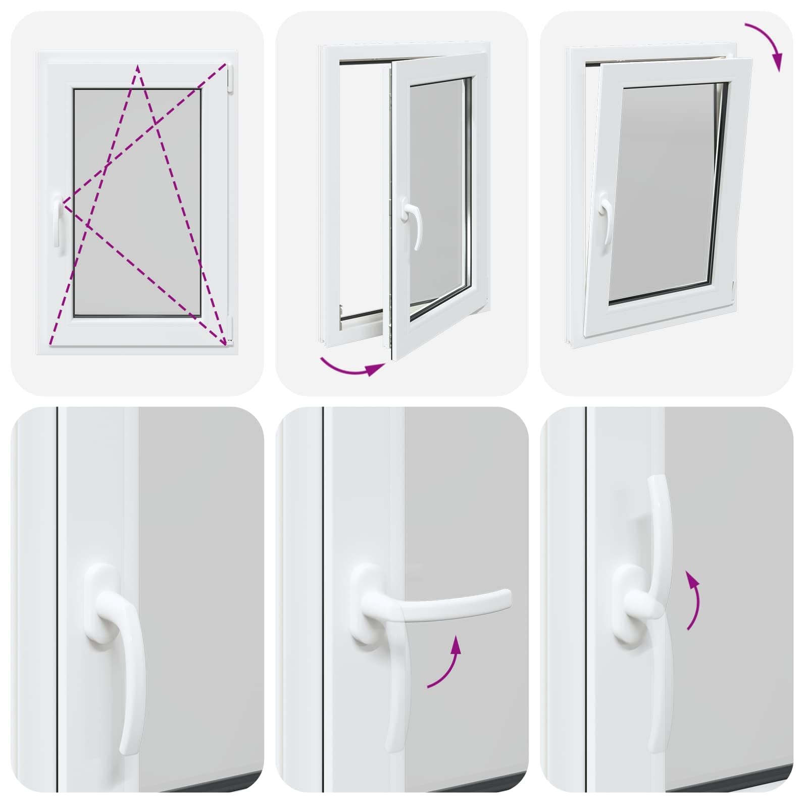 vidaXL Ventana de sótano RISOR 60 x 80 cm PVC y Vidrio Blanco, Sótano, Aislante Térmico Moderno y Duradero para Ventanas Eficientes, Accesorios de Vidrio PVC Aislantes