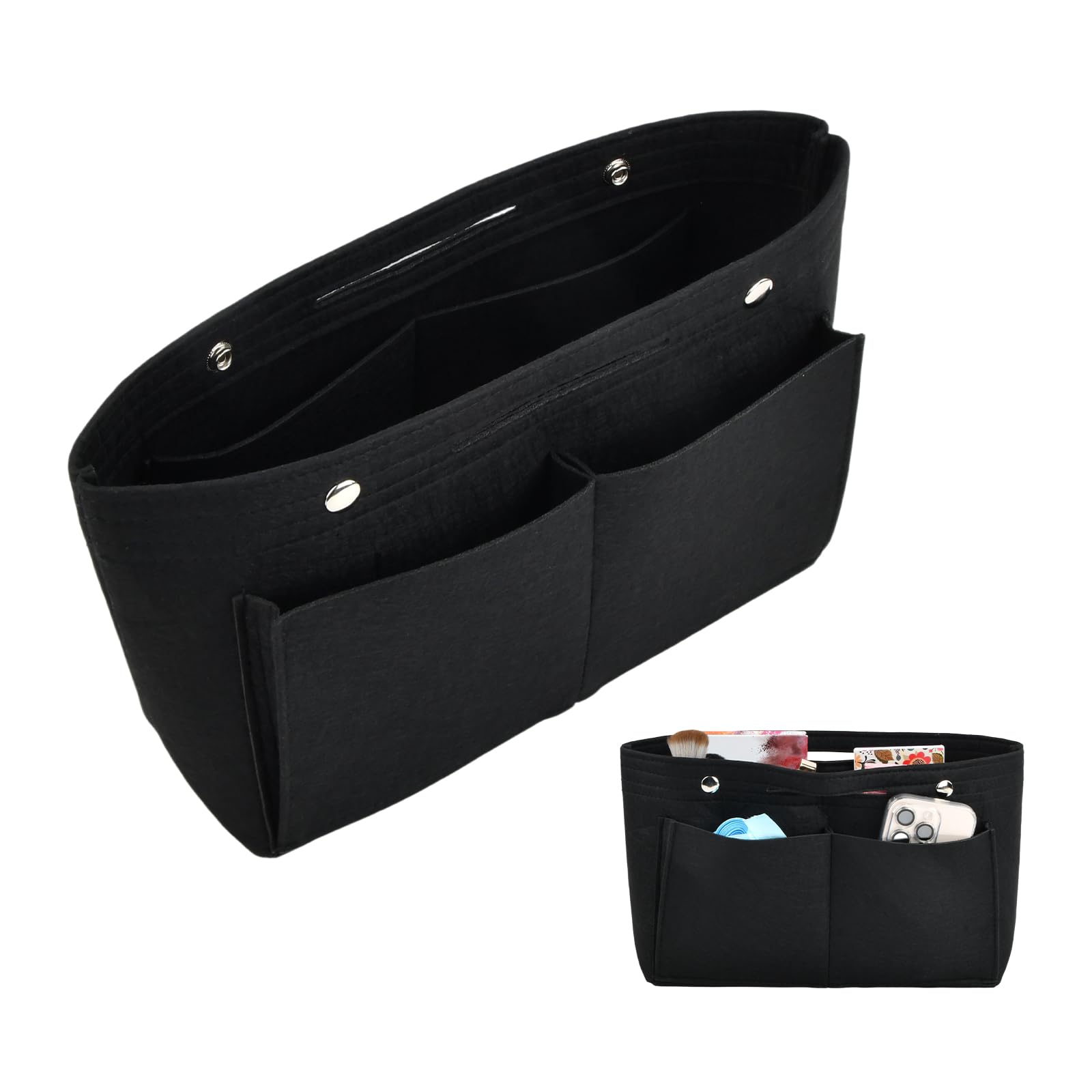 FooYee Bag Organiser, Inner Pocket for Handbags, Multi-Pocket Felt Handbag Organizer, Insert Storage Pouch Tote Bag, Purse Organizer Insert for Handbag Lovers 30x20x10 CM