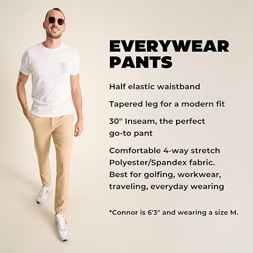 Miniatura 4 de Pantalones Chubbies Everywear - Pantalones chinos para hombre con elástico en 4 direcciones, ajuste de pierna ahusada, pantalones elásticos