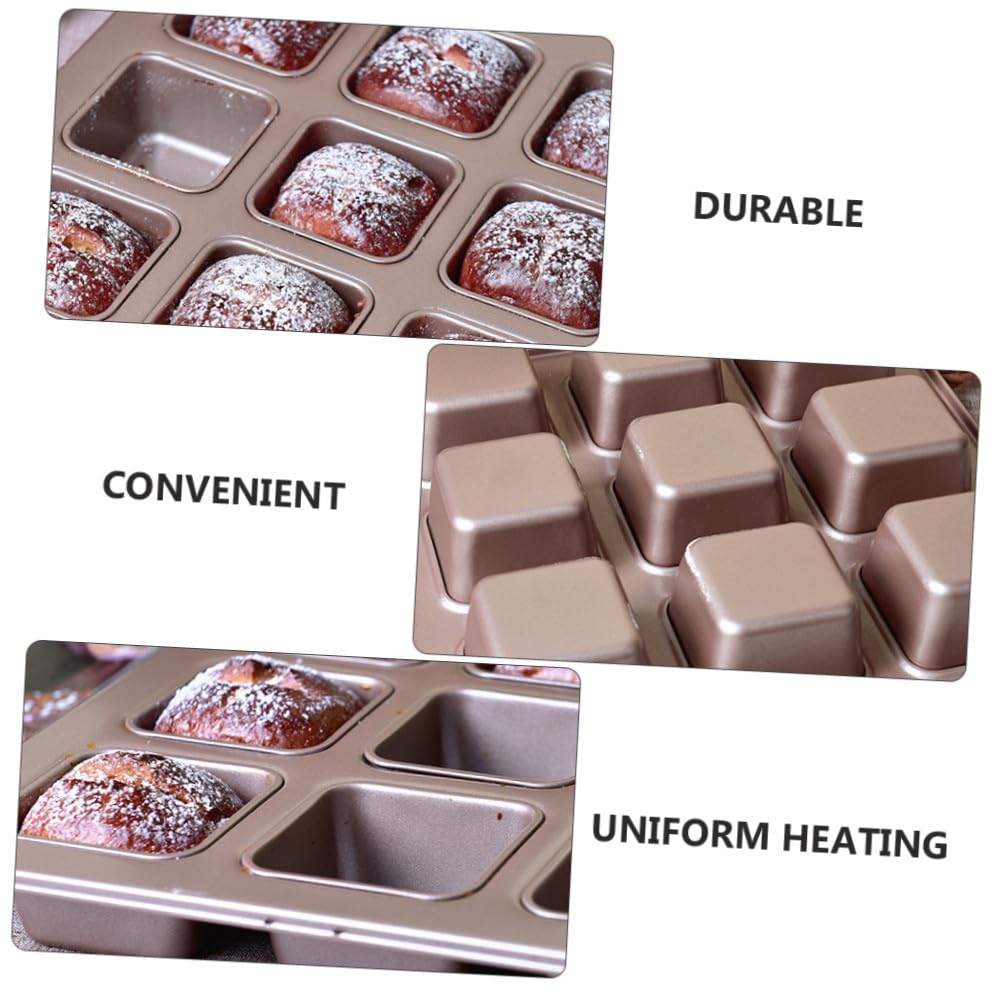 Cabilock Moule à Pâtisserie et Facile à Nettoyer Carré Antiadhésif 9 Compartiments en Acier Carbone Doré, Chauffage Uniforme pour Desserts Maison
