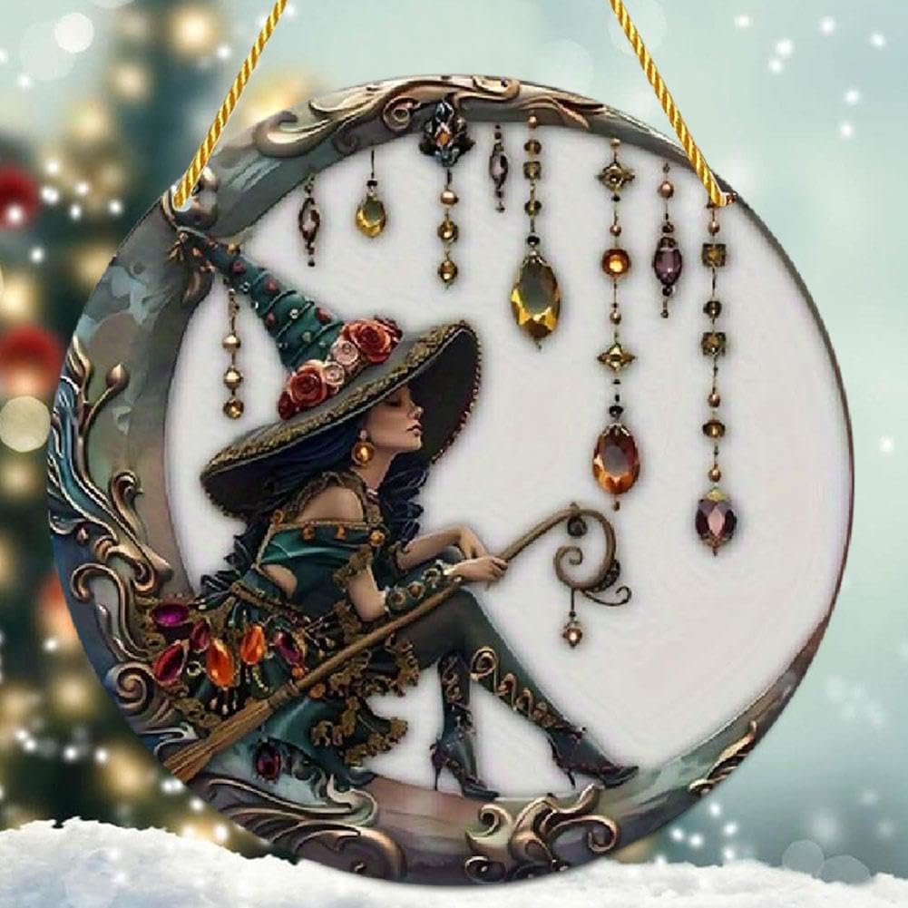 Schwarze Katze Auf Mond Buntglas - Sonnenfänger Für Fenster & Gedenkgeschenk