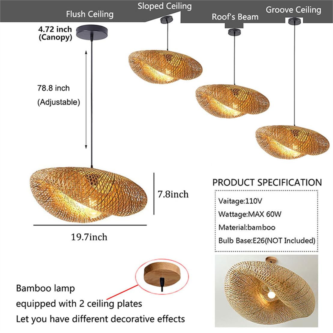 Lampada A Sospensione Con Design Unico A Nido D'uccello 1 Confezione Di Lampada A Sospensione In Vimini Naturale Per Ristorante Domestico Lampada Da Soffitto Regolabile In Altezza