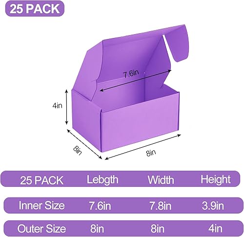 Miniatura 23 de Paquete de 25 cajas de envío pequeñas de cartón corrugado morado de 7 x 5 x 2 pulgadas, caja corrugada para embalaje de pequeñas empresas, cajas