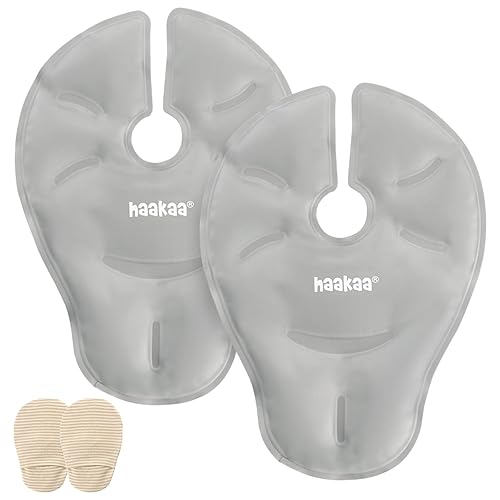 haakaa Almohadillas reutilizables para terapia mamaria calientes y frías paquete de 2 almohadillas de lactancia para productos esenciales de