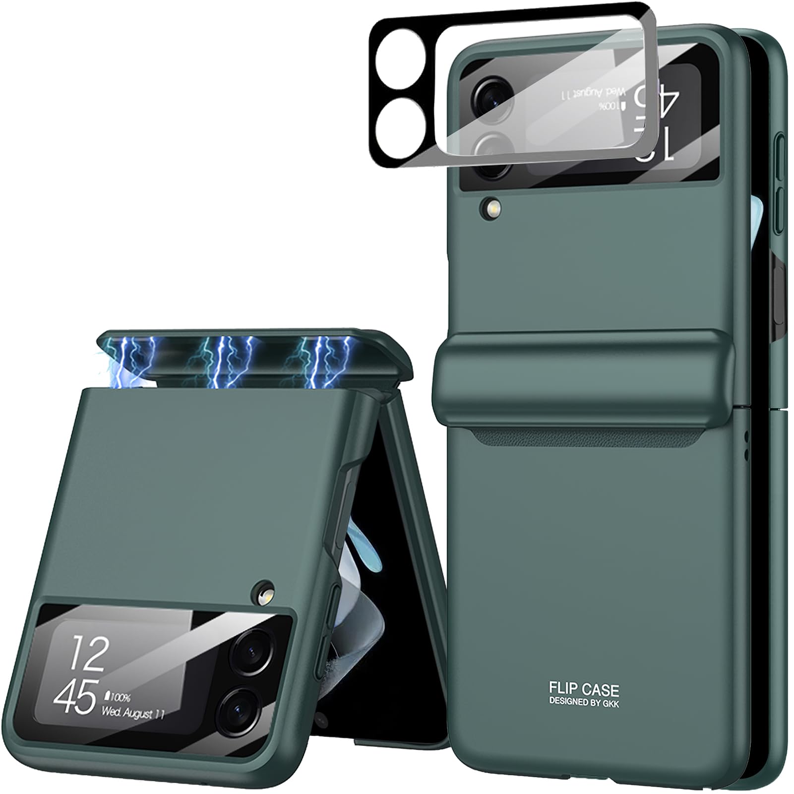 Miimall Compatible Samsung Galaxy Z Flip 3 Case with Magnetic Hinge Protection, Ultra-Thin Hard PC All-Inclusive Anti-Drop Magnetic Cover Case for