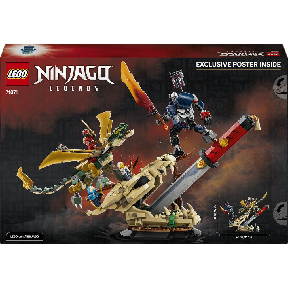 LEGO NINJAGO Bitwa o Smocze Ostrze 71871 | zestaw bitewny ninja, zabawka akcji, prezent dla chłopca i dziewczynki 9+, pojedynek ninja, 1016 elementów