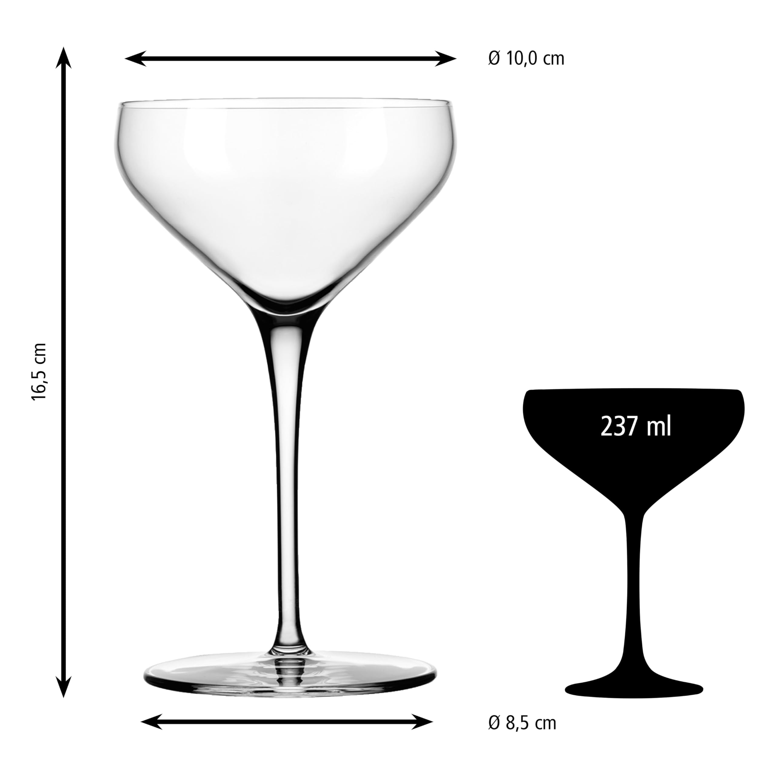 Libbey 70026 Vaso/copa de cóctel, copa «PRISM», 237 ml, juego de 12