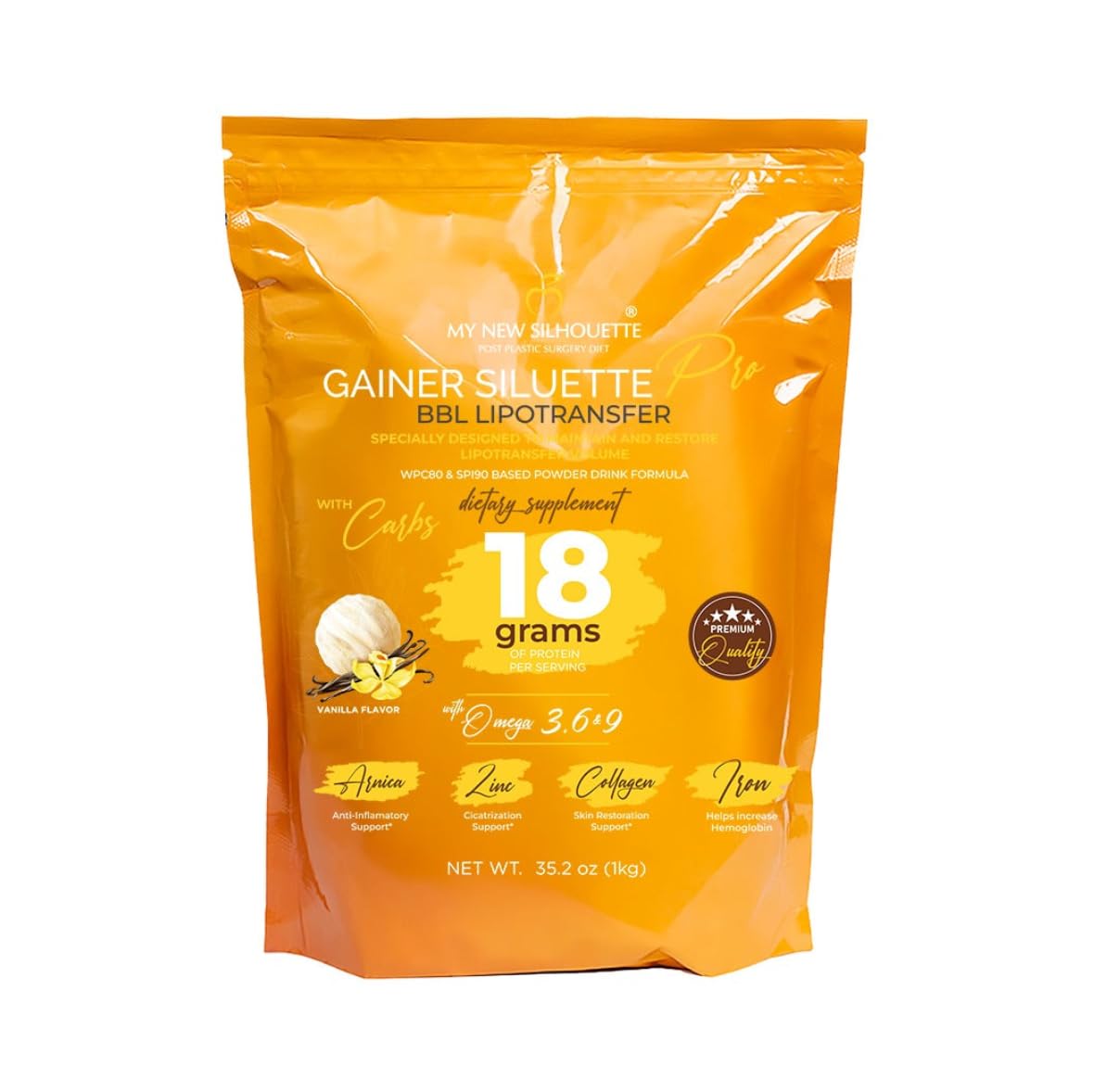 Protein My New Silueta Gainer Siluette Pro Helps Recover BBL Volume (vainilla)