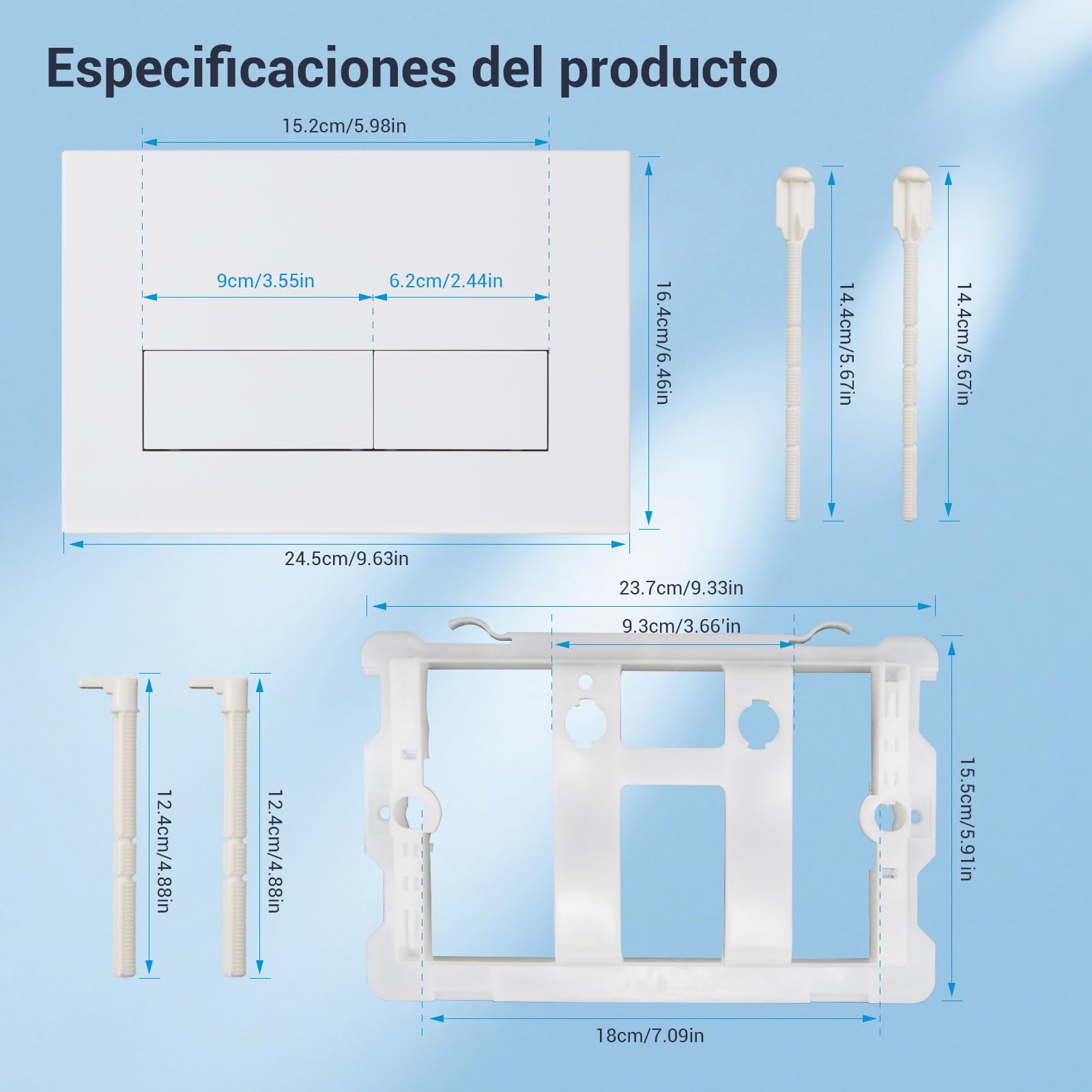 Placca di Comando WC con Scivolo per pastiglie pulitrici Compatibile con Geberit Sigma, UP300 e UP320, Piastra Doppio Scarico,246×164 mm(Bianco Opaco)