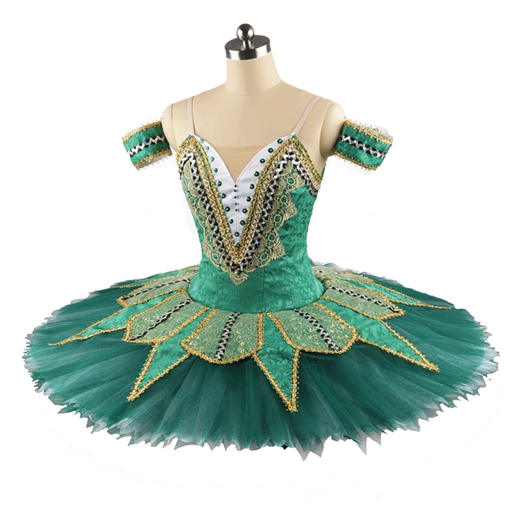 Amazon.co.jp: UXZDX 弾性なしグリーンバレエチュチュ衣装女の子