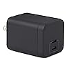 �鶹�� Basics Fast Charging USB C Nano GaN Wall Charger, 65W 2-Port for Laptops, Tablets, Phones, Black