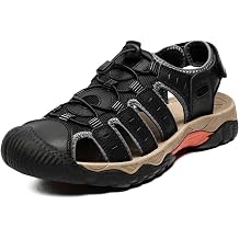 HNVAVQ Closed Toe Outdoor Hiking Sandals for Men | Water Shoes Athletic Sport Walking Summer Leatehr Fisherman Shoes
