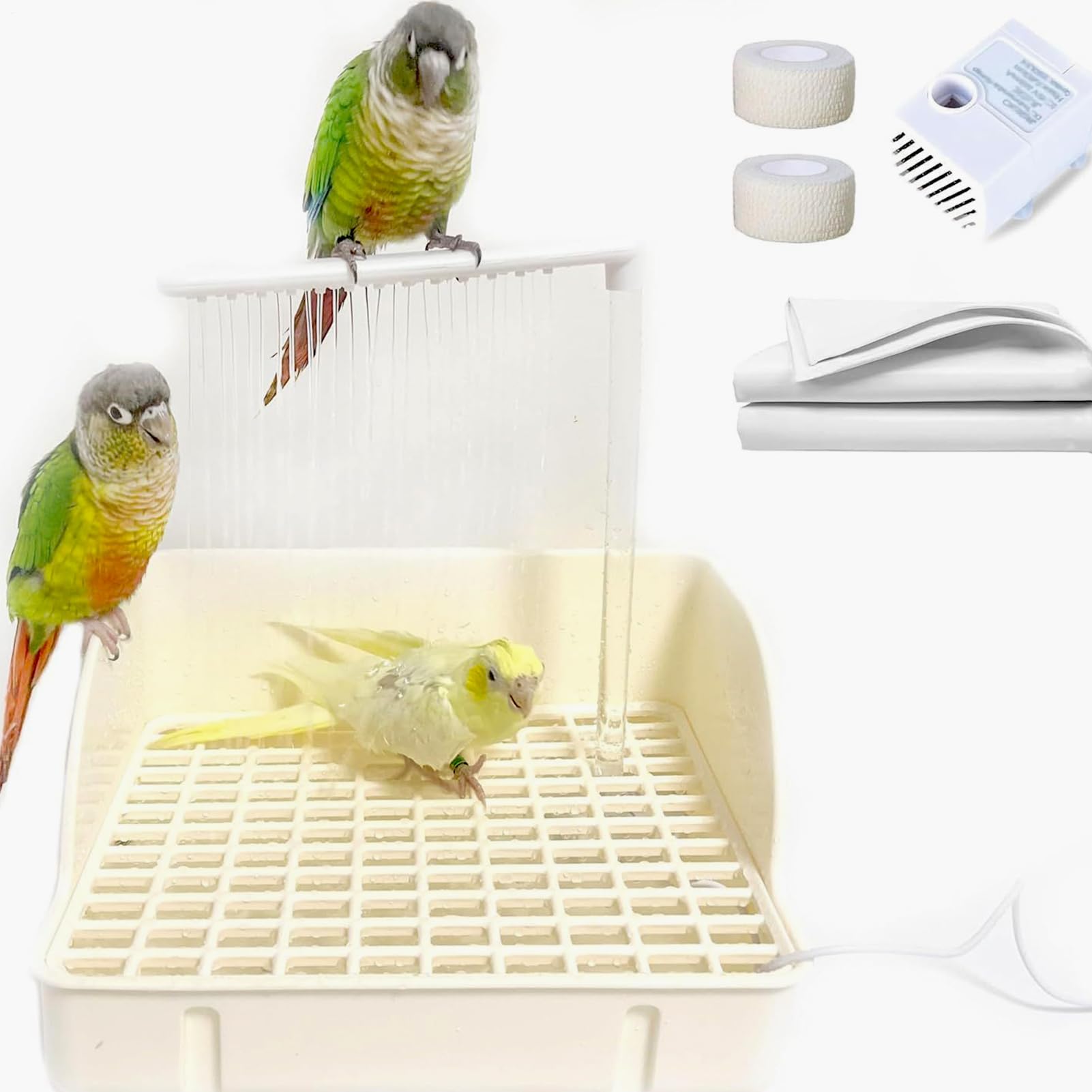 Badewanne für Papageien, automatische Vogeltränke mit Zirkulationspumpe