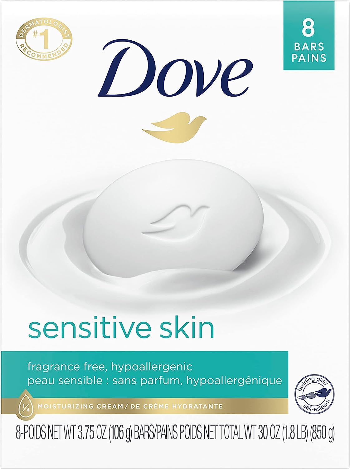 Dove Sensitive Skin Beauty Bar Unscented – 4oz(Pack of 8) by Dove Dove Sensitive Skin Beauty Bar Unscented – 4oz(Pack of 8) by Dove