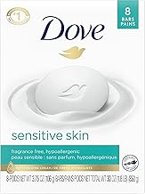 Dove Beauty Bar More Moisturizing Than Bar Soap for Softer Skin, Fragrance Free, Hypoallergenic Sensitive Skin With Gentle Cleanser 3.75 oz, 8 Bars