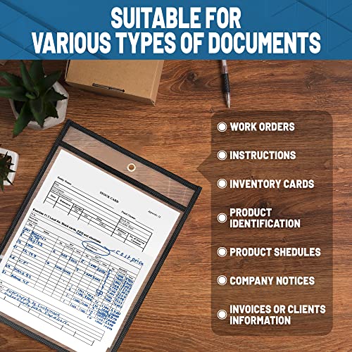 5 Pack Job Ticket Holders 8 1/2 X 11 - Work Order Plastic Sleeves For Documents - Shop Ticket Holders - Dry Erase Pocket Sleeves - Dry Erase Pockets - Dry Erase Sleeves - Clear Pocket Sleeves #TOP5