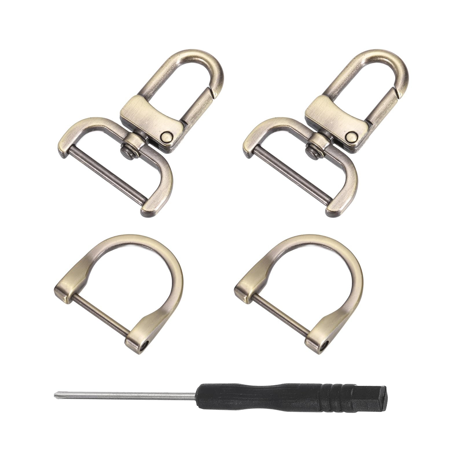 sourcing map 2Pcs Swivel Clasps Hook, 25mm 0.98" Detachable Snap Metal Lobster Claw Clasp Hook with Screwdriver and D Ring for Purse Keychain DIY Craft, Gray
