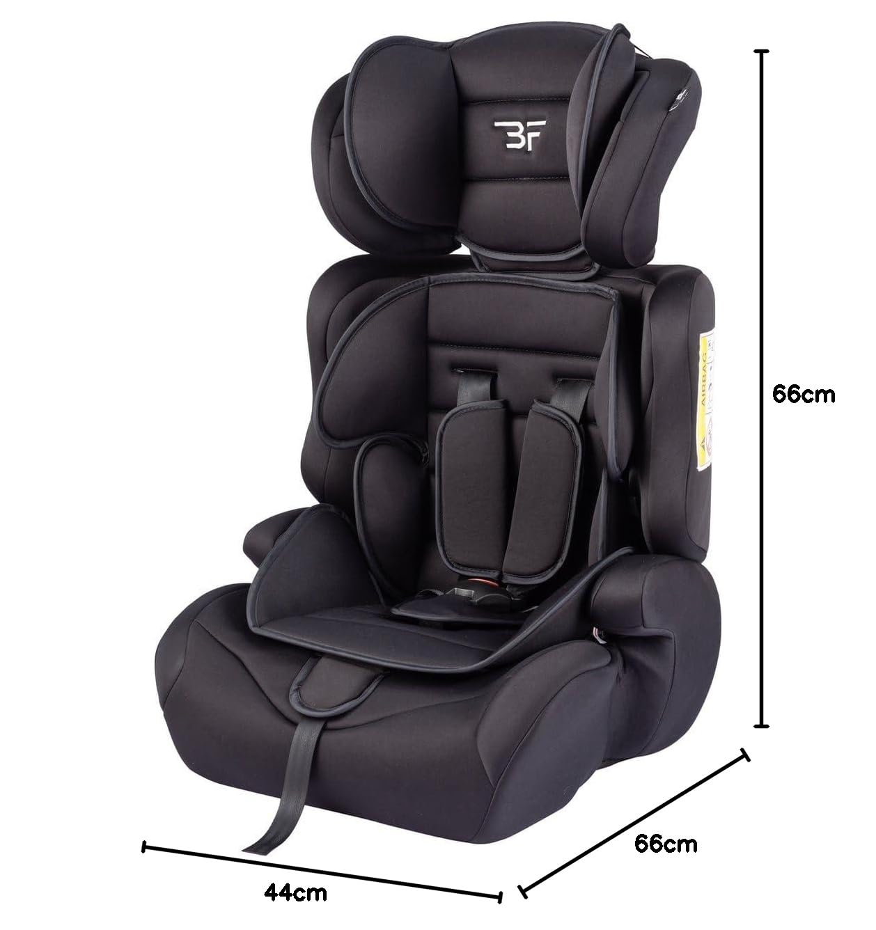 Bebies First Kinderautositz Kindersitz Grandtour i-Size – Gruppe 1/2/3 (76-150 cm) – Autositz mit Gurtbefestigung, abnehmbarer Rückenlehne & Höhenverstellbare Kopfstütze – Schwarz
