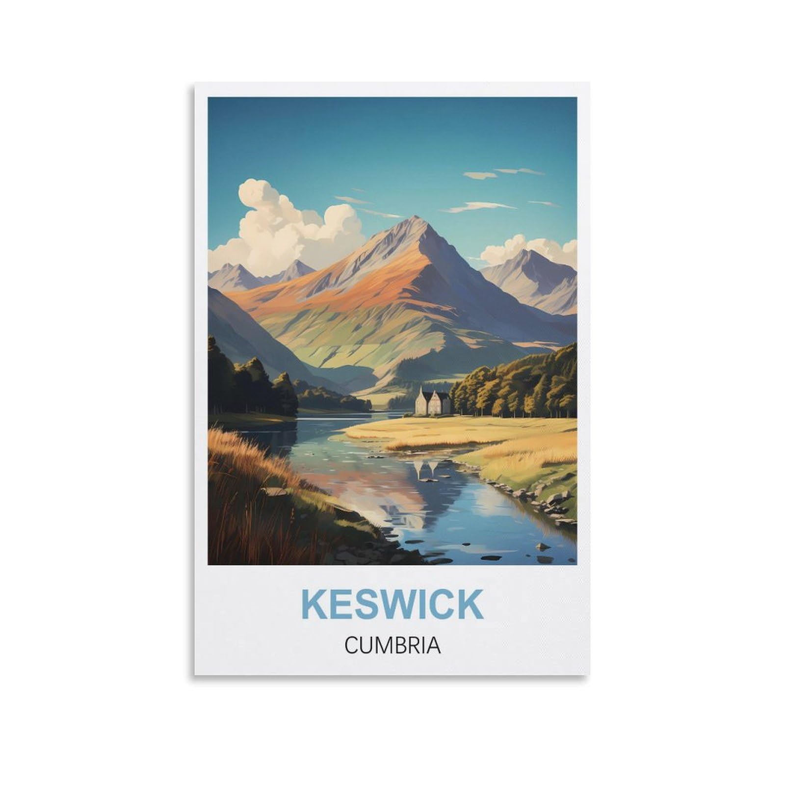 CYYHGEE Keswick Cumbria Vintage Travel Posters 08x12inch(20x30cm) Canvas Poster Wall Art Living Room Home Decor