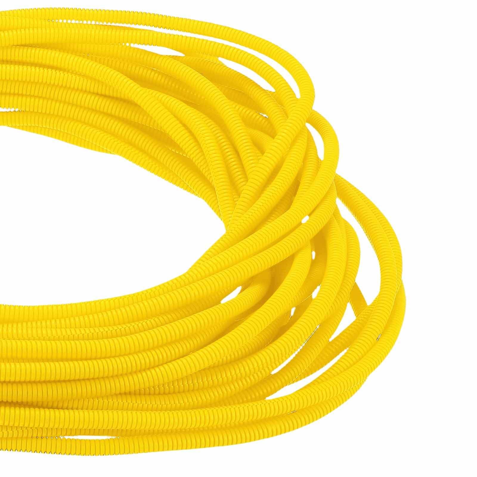 DMiotech 100ft Wire Loom Split Tubing 1/4 Inch, Cord Protectors from Pet Flexible Conduit Cable Management for Office Home Garden, Yellow