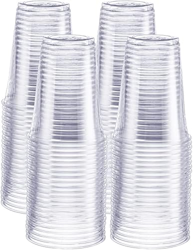 GUSTO [454 ml - 100 unidades] Vasos de plástico transparentes PET para fiestas - Ideales para bebidas frías, batidos y fiestas - (Anteriormente