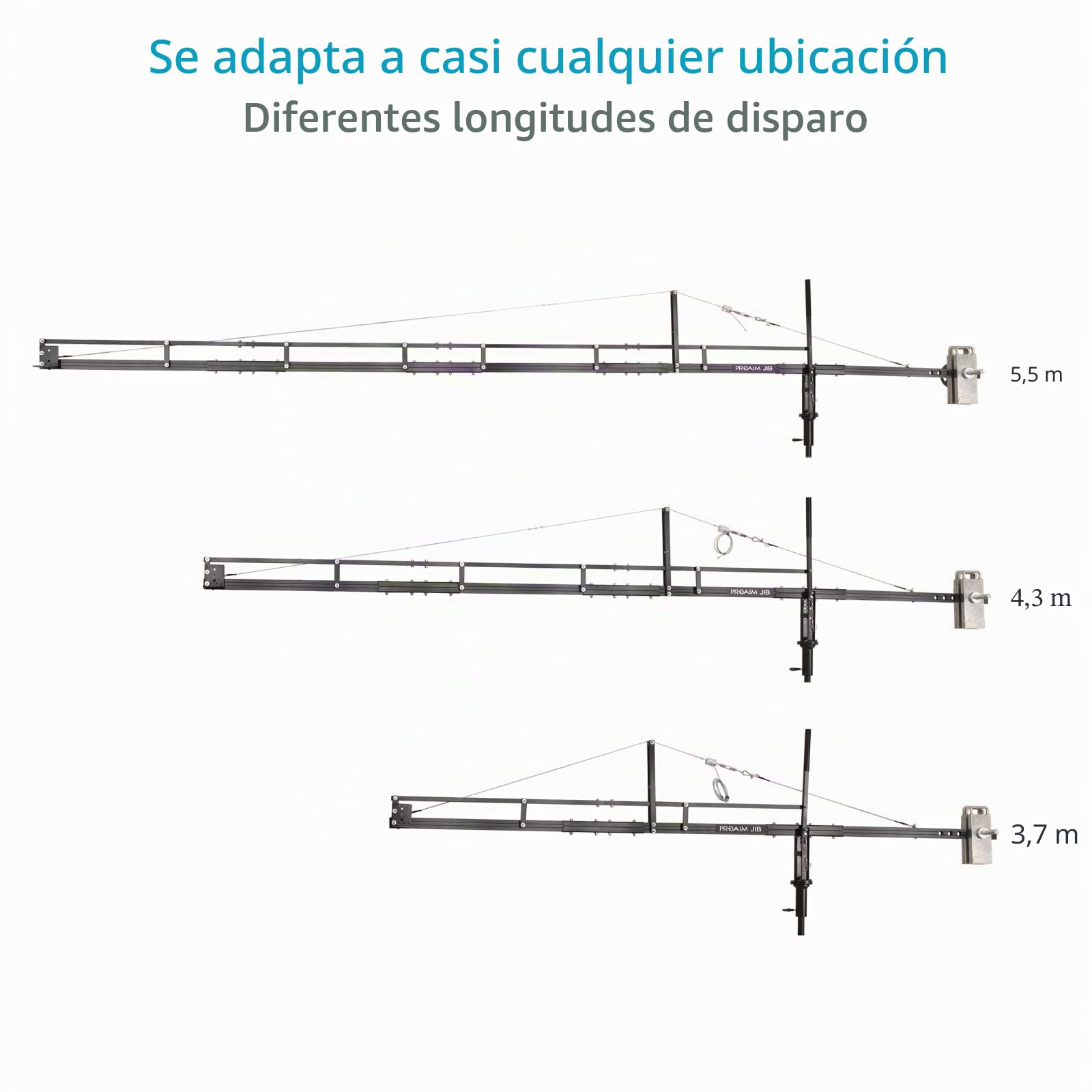 Brazo de grúa para cámara PROAIM de 18 pies para cardanes de 3 Ejes, Cabezales panorámicos, inclinables y fluidos. para cámaras DSLR de hasta 8 kg (P-18)