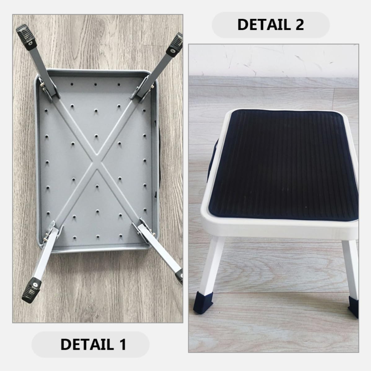 NUOBESTY Taburete de Escalón Portátil de Metal Superficie Antideslizante y Estructura Plegable, Resistente y Compacto para Uso Doméstico en Interiores