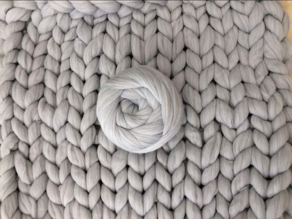 Dicke Wolle Zum Häkeln 1000g Super Chunky Garn Sperrkolumige Roving Garn Hand Arm Strick Wurf Decke Garn Home Wand Dekoratives Garn(Dark Grey)