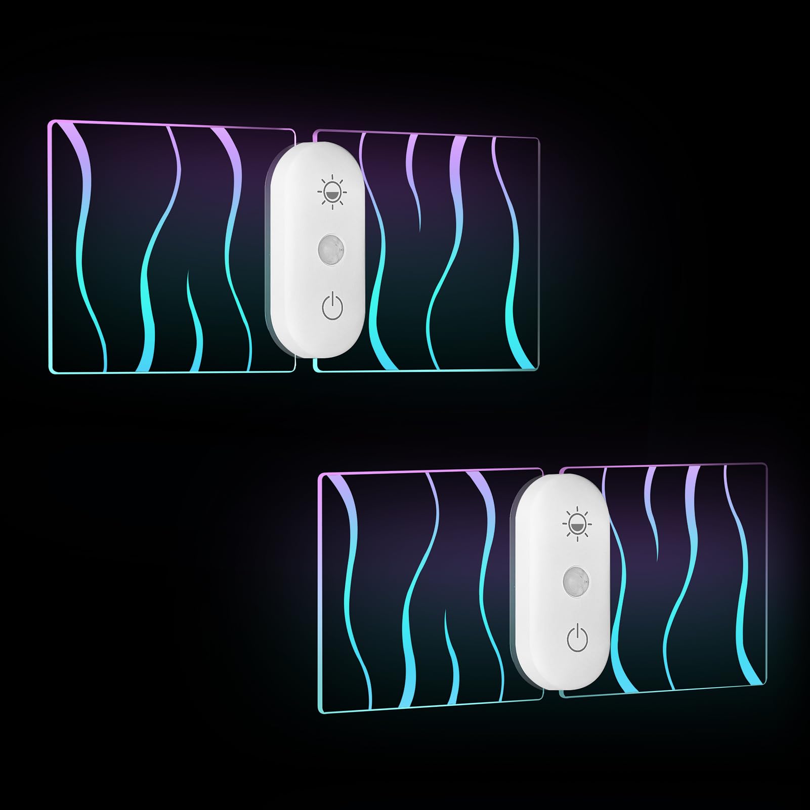 LOFTEK Motion Sensor Night Light (2 Pack) - Rechargeable RGB Color Changing Wall Light, Stepless Dimming, Battery Operated Sconce with Adjustable Brightness for Stairs, Hallway, Bedroom, Kids' Rooms