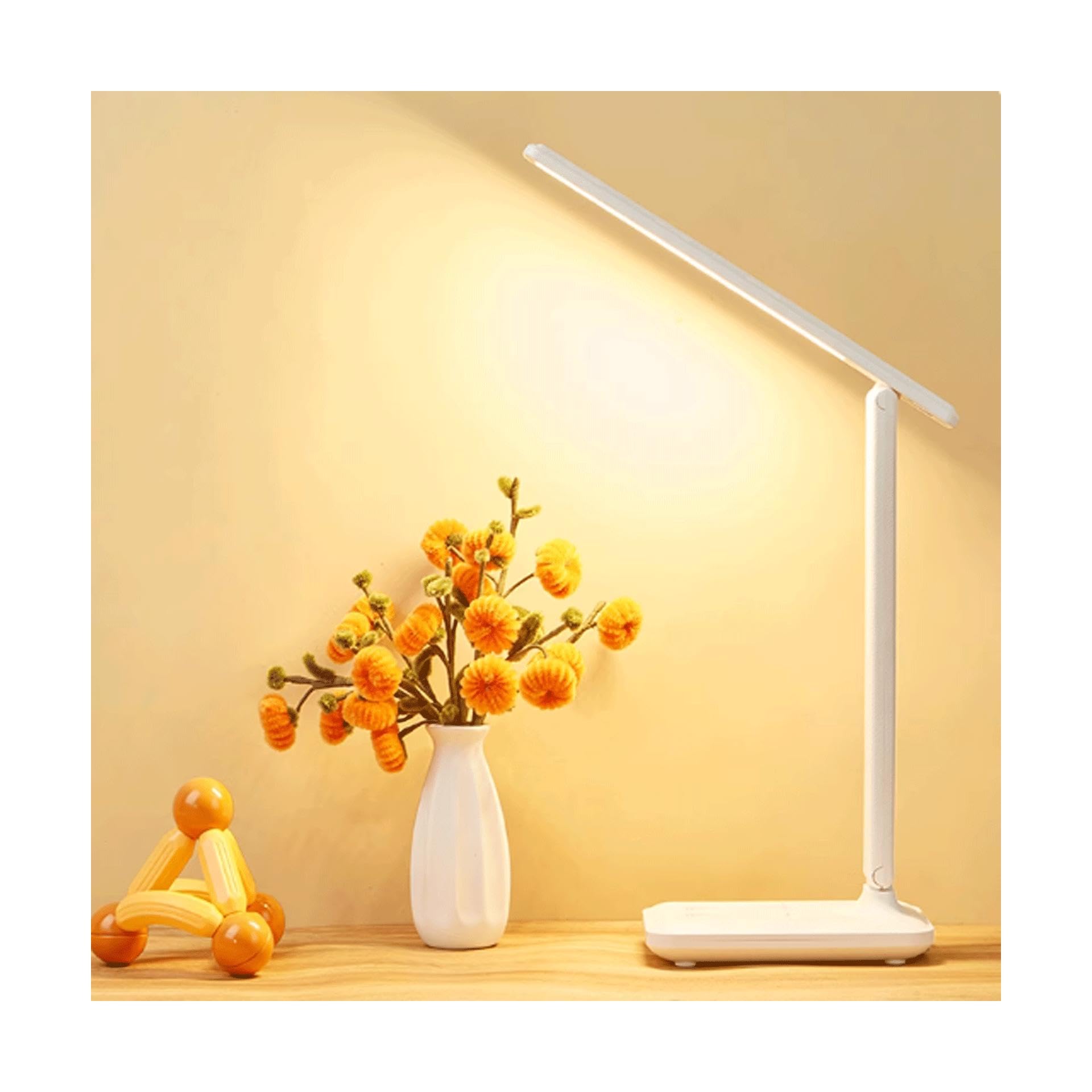 Tischleuchte, LED-Schreibtischlampe, flexible Winkeleinstellung, Aufgabenlampe, 3 Farbmodi, dimmbar, Heimbüro, Schreibtischlampe zum Lesen, Nachttischlampe, Weiß