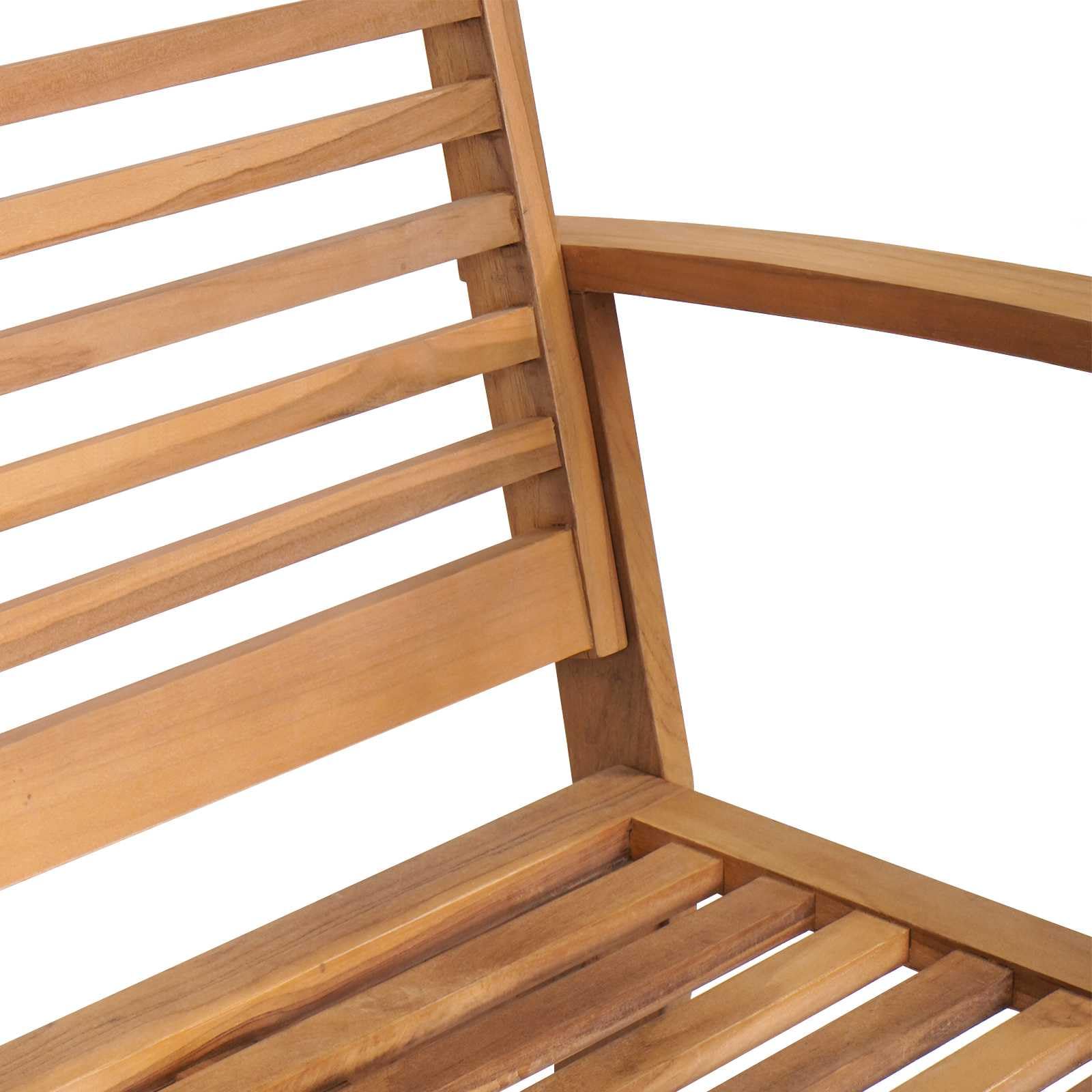 Ensemble de canapé de jardin 5 pièces en teck massif de couleur marron unie avec coussins amovibles pour terrasse - Salon de jardin moderne en teck marron