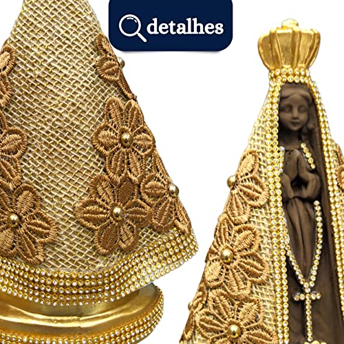 Imagem De Nossa Senhora Aparecida Manto De Juta Luxo 25cm NSA para Casamento Original para Padrinhos