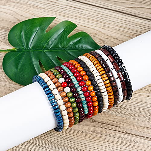 Lystaii 15Pcs Wooden Beaded Bracelet Bangle Elastic Stretch Bracelet Set For Men And Women Elastic Prayer Beads For Meditation Buddha Tibetan Bracelet 8Mm Beaded Bracelet Buddha Bracelet #TOP6