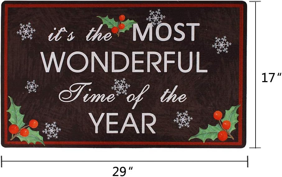 Attraction Design Christmas Outdoor Indoor Entrance Doormat, Non Slip Rubber Backing Door Mat, Low-Profile Mats for Entry Garage Patio High Traffic Areas, Christmas Holiday Doormat Entry Floor Mat