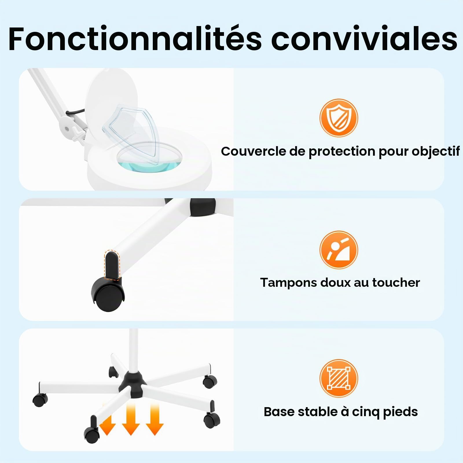 Lampe Loupe LED 5X, Grossissement Cosmétique, sur Pied Trépied, Esthétique