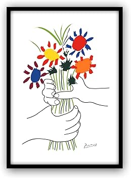 Amazon.co.jp: ピカソ 花束を持つ手 A4サイズ フレーム付き アート