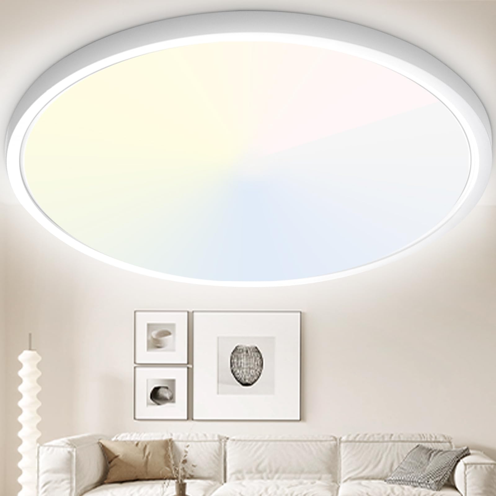 Yexati Plafon LED Techo 24W 3200LM, IP54 Lampara Techo 6000K/4000K/3000K Delgada Plafón Luz Led Redondo Lámpara Panel para Baño Dormitorio Cocina Salon Comedor Pasillo Ø300*25mm