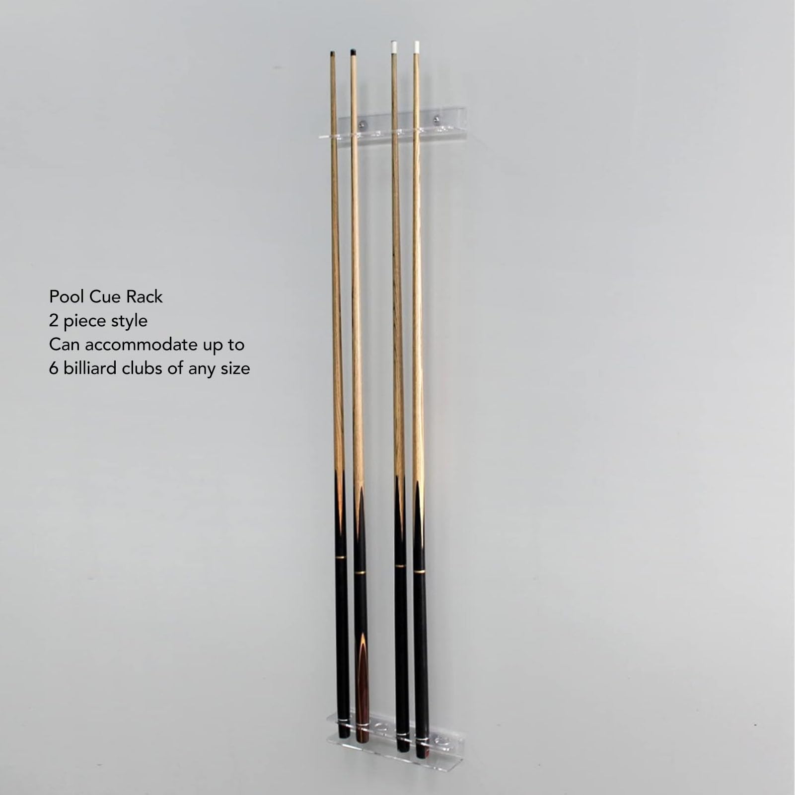 Cocoarm Support Mural pour Queue de Billard en Acrylique, Support Mural Transparent Permettant D'économiser de L'espace pour 6 Queues, en 2 Pièces