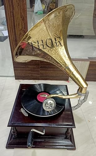 Miniatura 4 de Sistema de altavoces estéreo de madera del reproductor de discos de vinilo del tocadiscos del fonógrafo del fonógrafo del gramófono